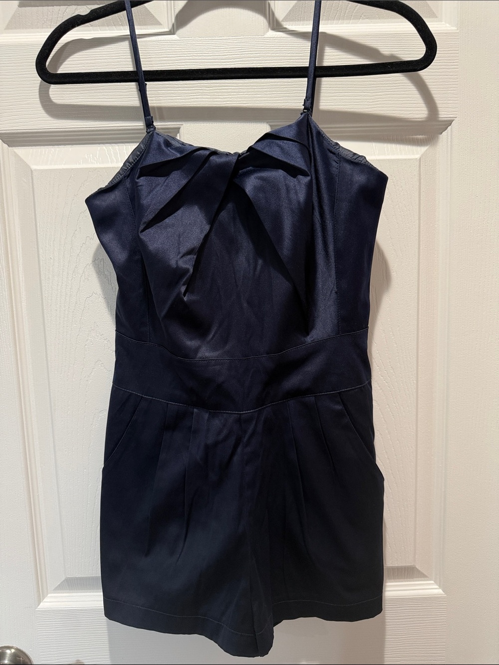 One Clothing Navy Satin Jumpsuit